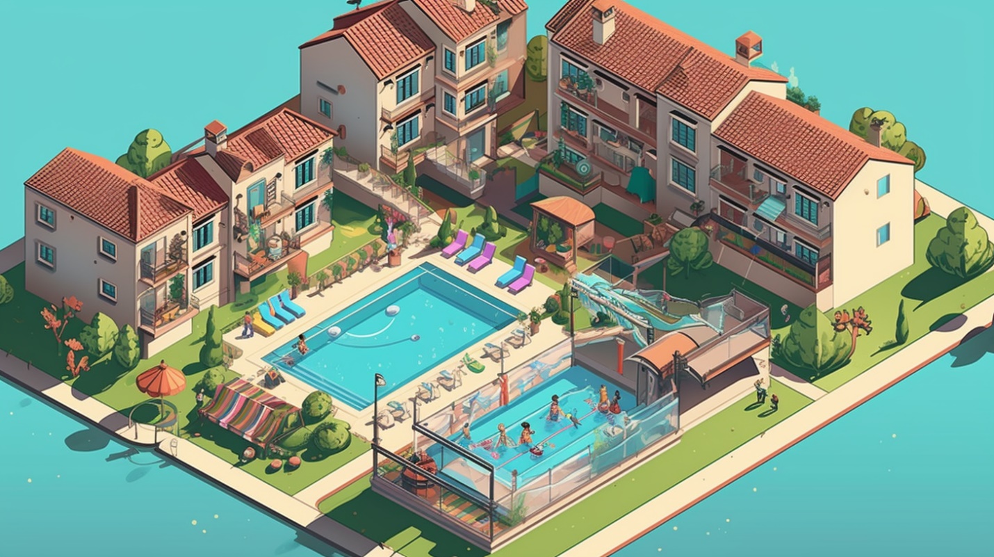 Isometric exterior condominium layout