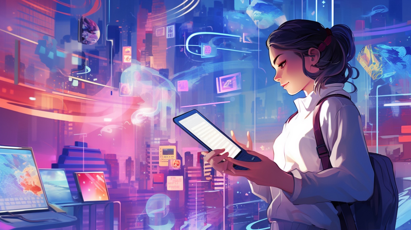 Woman exploring the real estate tech metaverse